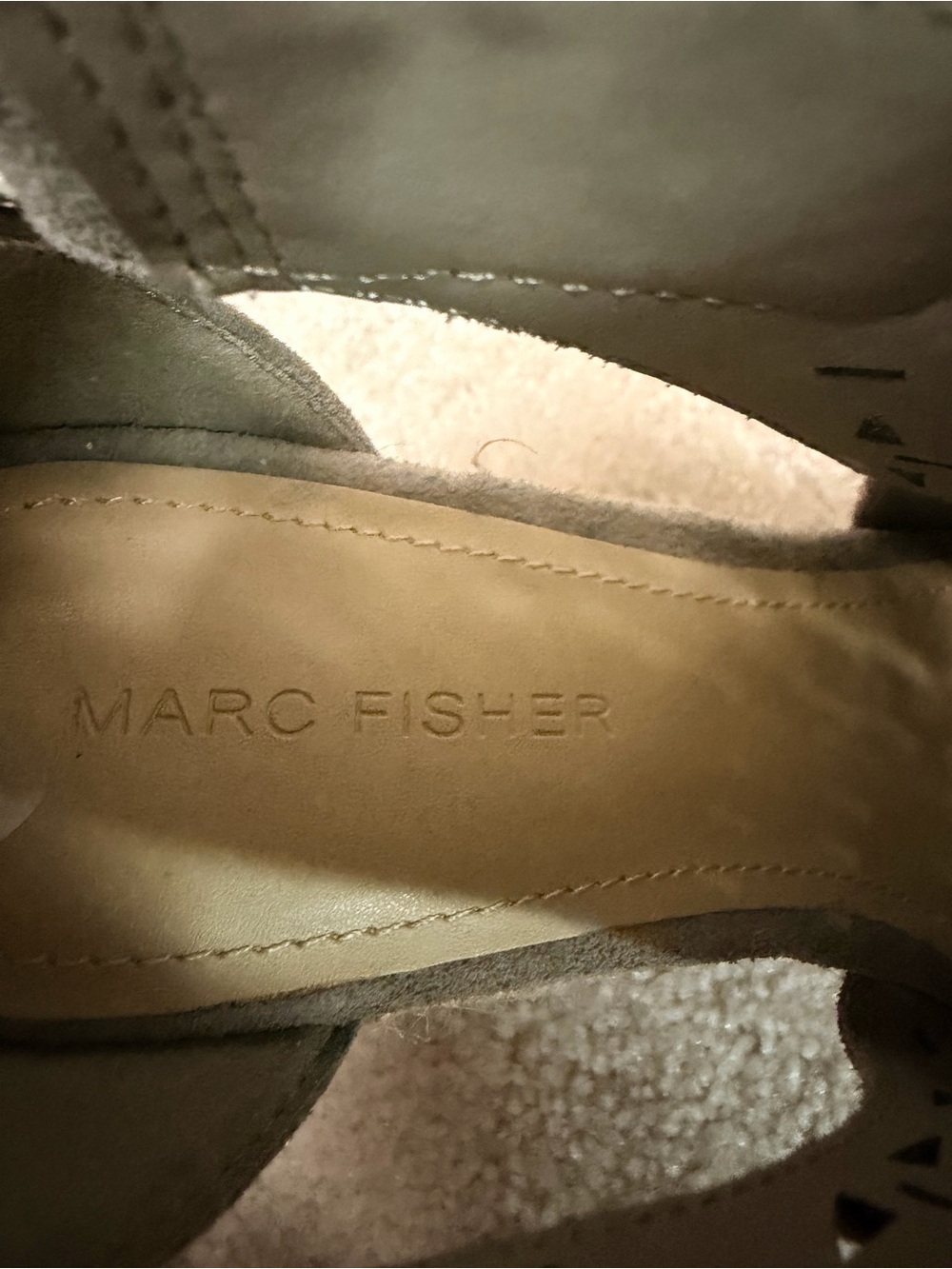 Marc Fisher Taupe Cutout Espadrille Wedge Sandals - Picture 5 of 5
